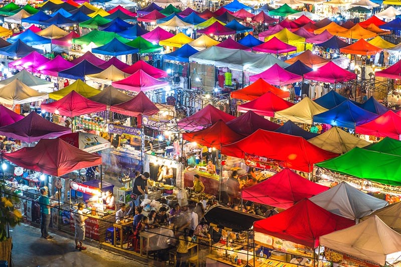 Vibrant night market in Thailand